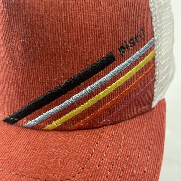 Pistil Trucker Hat Adult Snapback Corduroy Mesh Back Cotton Blend Red White - Picture 6 of 9